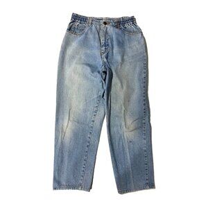 VTG DIXIE BLUES High Waist Mom Jeans Light Blue 8P Elastic 80s 90s Retro Coastal